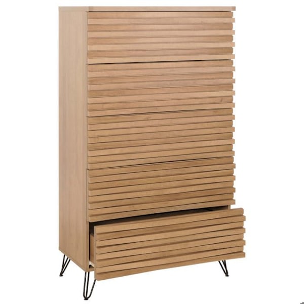 Designerkorkeakaappi 3D 5 laatikkoa mango-puusta ja metallista 145x80x44 cm 04_0006528 kastanj