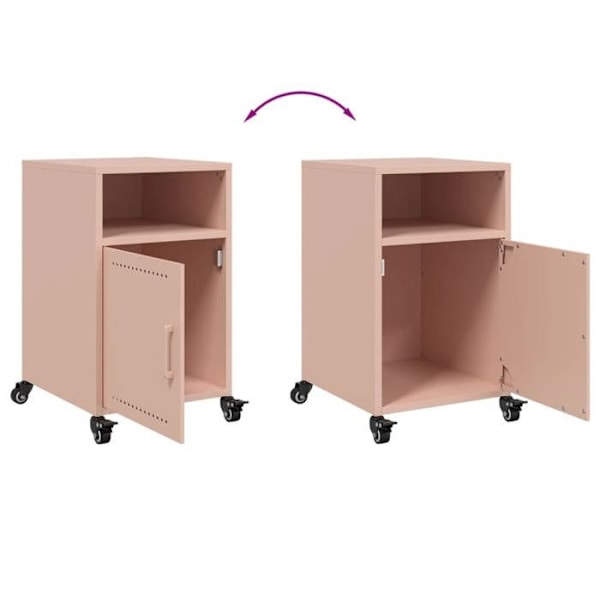 Sæt med 2 natborde på hjul med åbent rum og med dør 36 x 39 x 59 cm stål rosa DEC035633 Guld