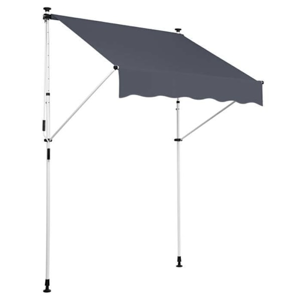Butik med terrassmarkis med klämfäste och justerbart ben, installation utan borrning, bredd 250 cm, stålrör, anthracitfärgad tyg 10_ Guld