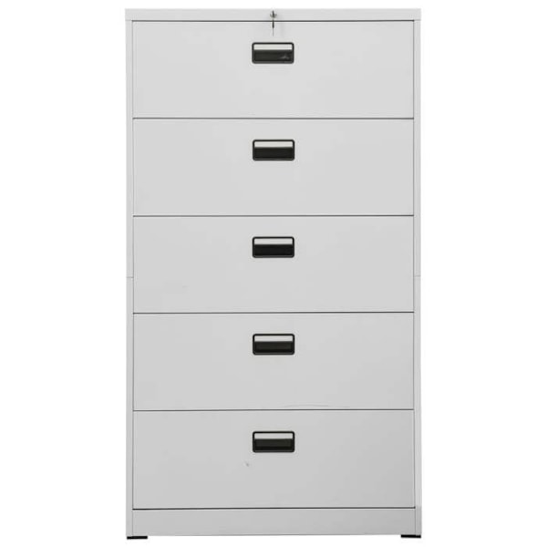 Caisson à tiroirs meuble de bureau armoire à dossiers 5 tiroirs 90 x 46 x 164 cm i grått stål DEC024545 Grå