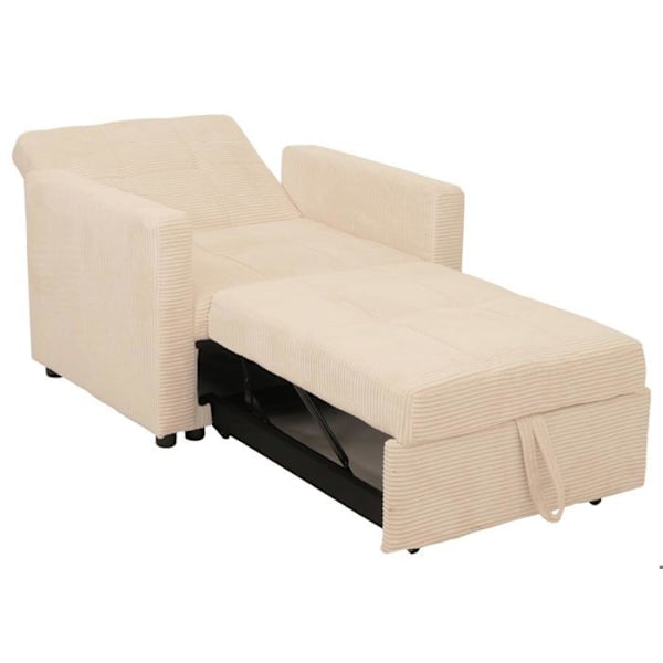 Sofa seng, ekstra seng, afslapningsstol med justerbart ryglæn, soveflade 197x100 cm, stof i fløjl, creme beige 04_0006252 Beige