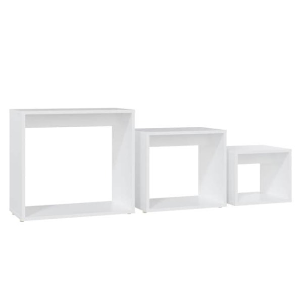 Set om 3 vita sidobord i agglomerat DEC032694 Vit