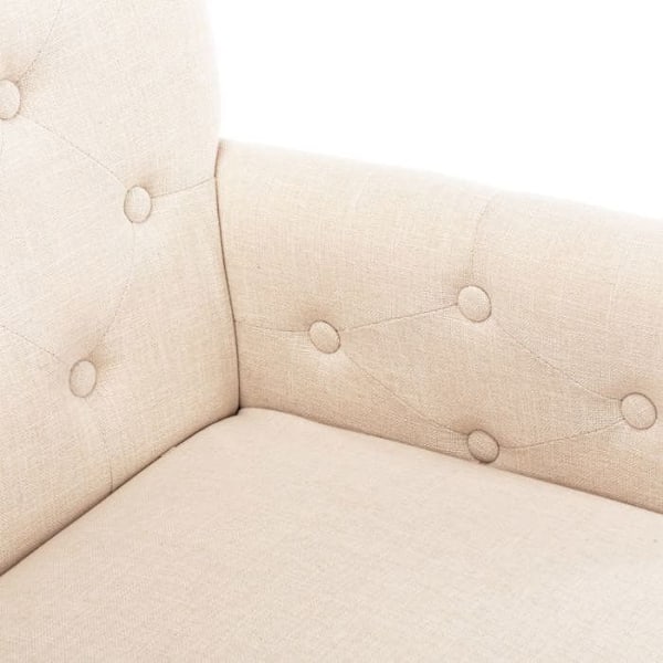 Matsalsstol för sovrum med armstöd i beige tyg och trä DEC025160 Beige