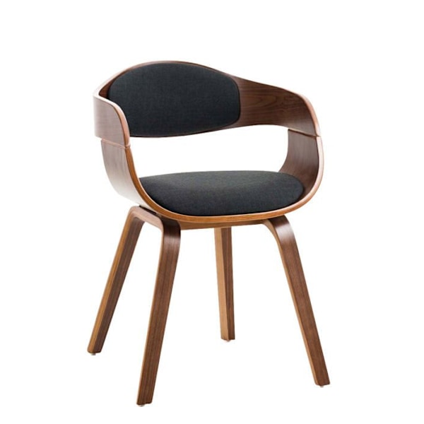 Kontorstol uden hjul visitor i stof og træ med retro design og maksimal komfort sort valnød