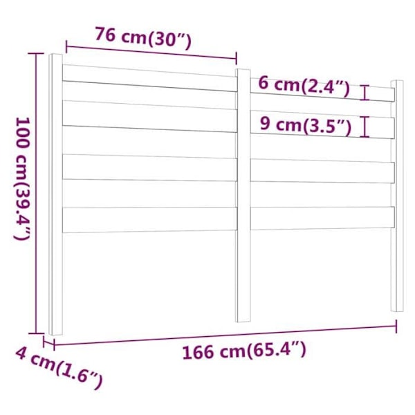 Sänggavel tillbehör sovrum möbel 166 x 4 x 100 cm massiv furu TDL0206633