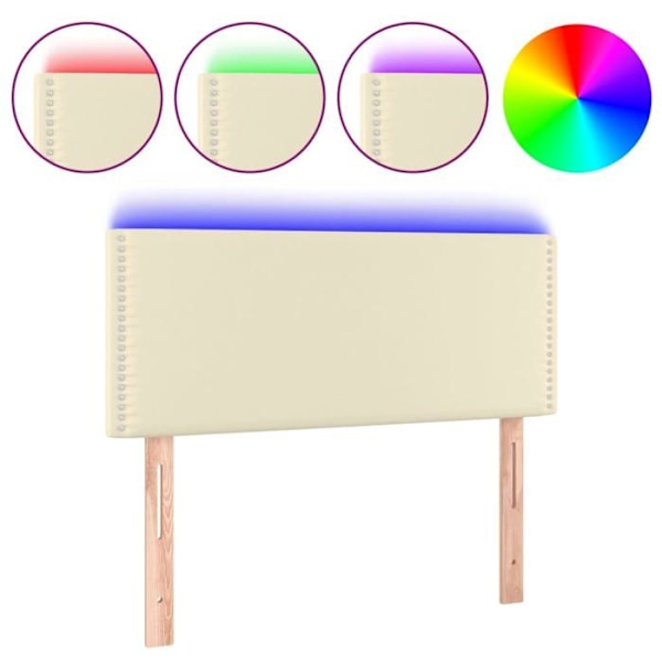 Hovedgavl - LED - Creme - 100x5x78/88 cm - Syntetisk læder - Klassisk stil Grädde