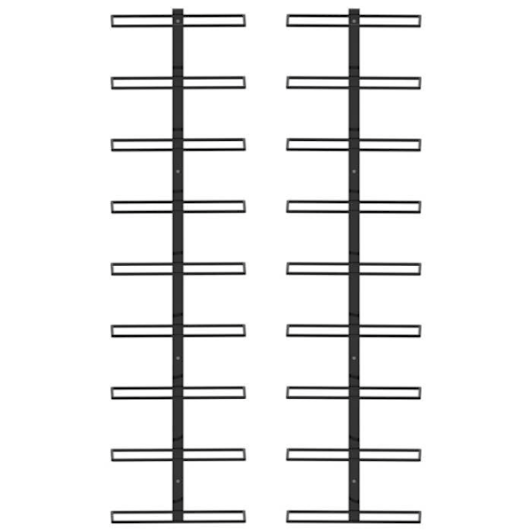Set med 2 moderna väggmonterade flaskförvaring för 18 flaskor i svart metall DEC024409 Svart
