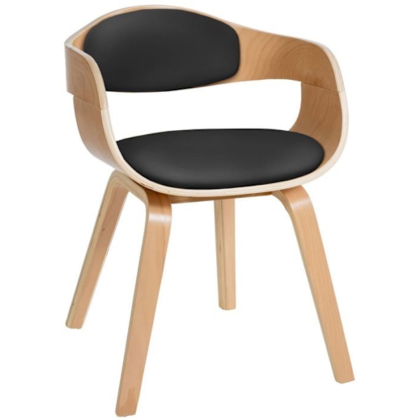 Designermiddagsstol i skandinavisk stil i sort PVC med lys træstruktur 10_0001911 kastanj