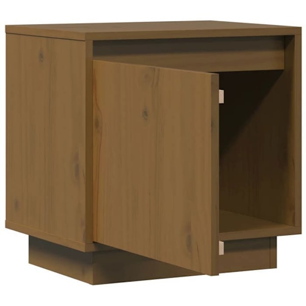 Sæt med 2 natborde med rum og dør 40 x 30 x 40 cm fyrretræ i farven honningbrun DEC035916 kastanj