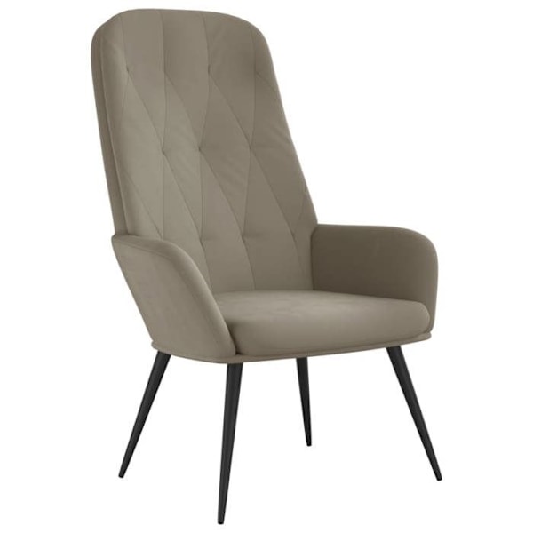 Lounge fåtölj chaise avsoffa sovrum modern design i ljusgrå sammet DEC026678 Grå
