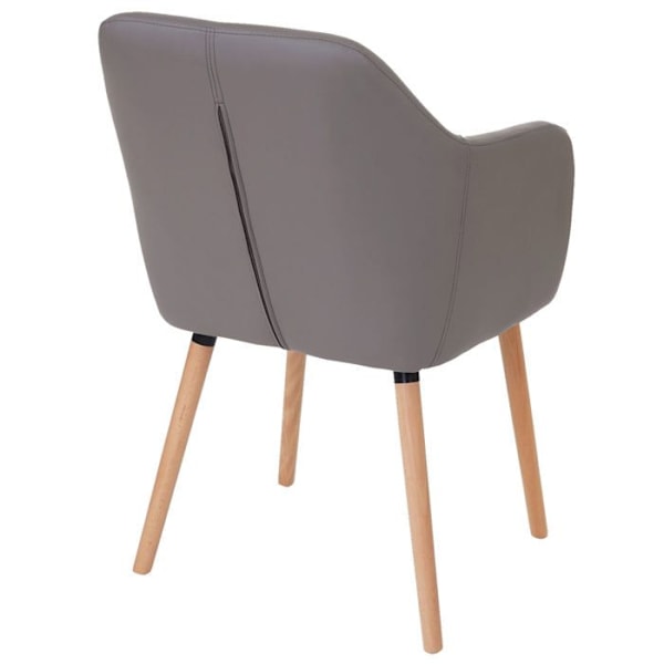 Retro design spisebordsstol til køkken i grå taupe syntetik med lyse træben 04_0002362 kastanj