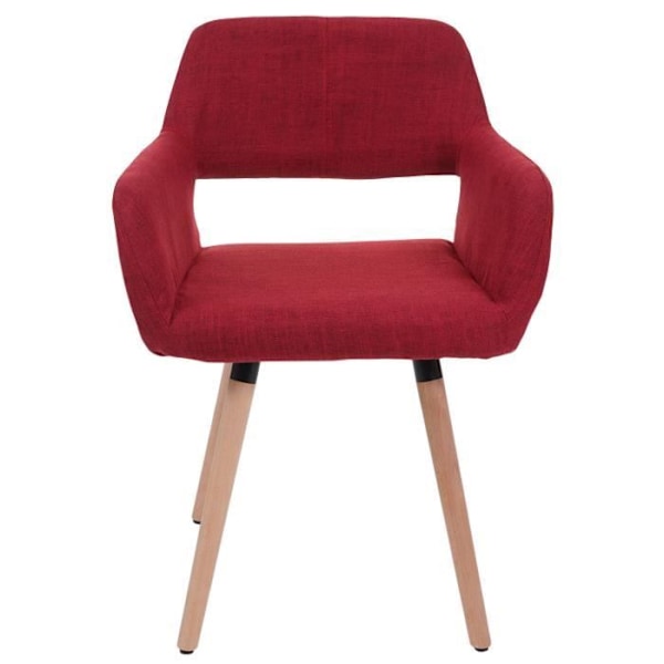 Punainen retro tyyliin design-tuoli ilman pyöriä ruokasalipöydälle, metallijalka.