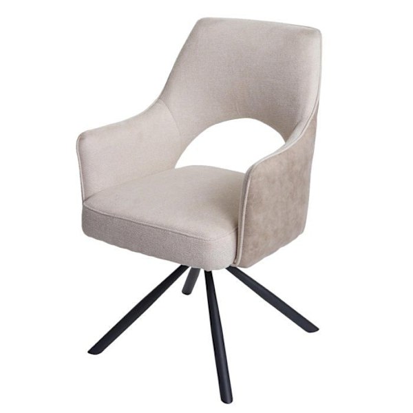Spisestue stol, roterende stof/tekstil i creme, trebenet metalramme 04_0006329 Grädde