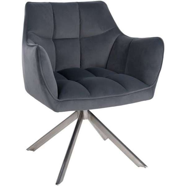 Soffa för matsal, loungestol med snurrfunktion, klädsel i grå sammet och ben i rostfritt stål BUR10670 Grå