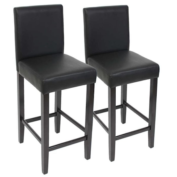 2 barstools, baarijakkara mustasta keinonahasta, tummat puiset jalat