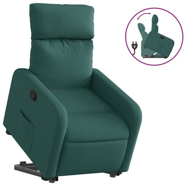 Fauteuil relax TV med komfortabel polstring, elektrisk løftfunktion i mørkegrøn stof DEC028214 Guld