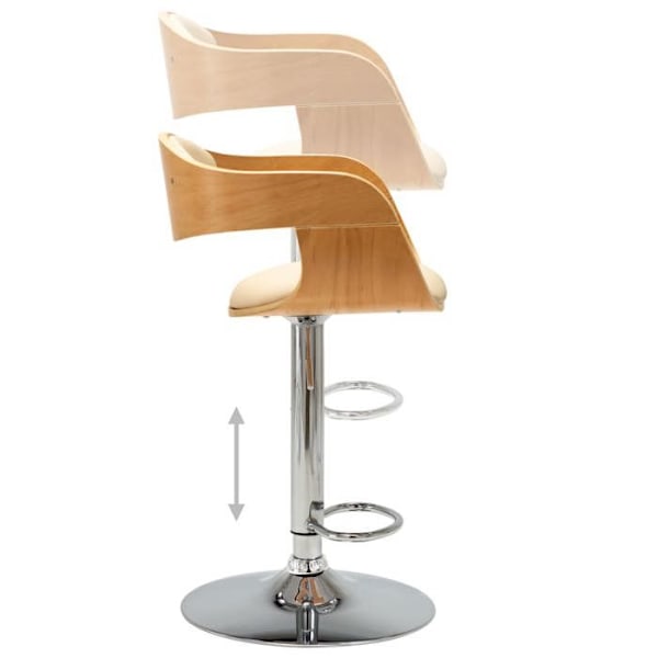 Barstol x1 retro høj stol i bøgetræ og creme PVC samt stål DEC029461 kastanj