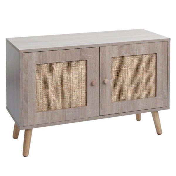 Kompakti buffet kaapilla, jossa on kaksi säilytyskomponenttia, kubu-puusta, tammen näköinen, 56x80x30 cm 04_0006518 kastanj
