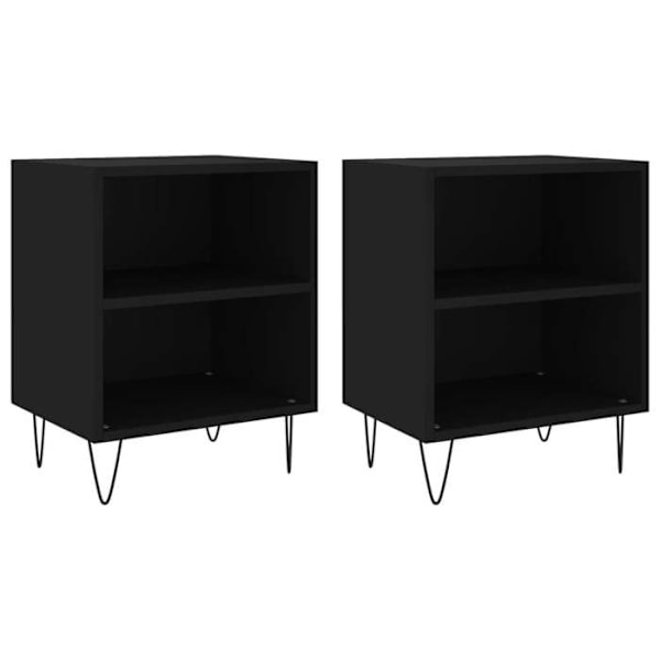 Sæt af 2 natborde med hylder 40 x 30 x 50 cm ingeniørtræ og sort jern DEC035508 kastanj