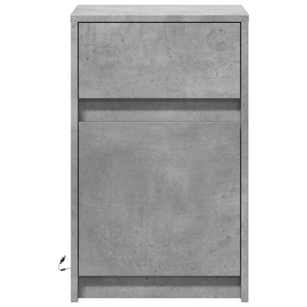 Set med 2 sängbord med låda och LED i grå betongfärgad ingenjörsträ DEC032853 kastanj