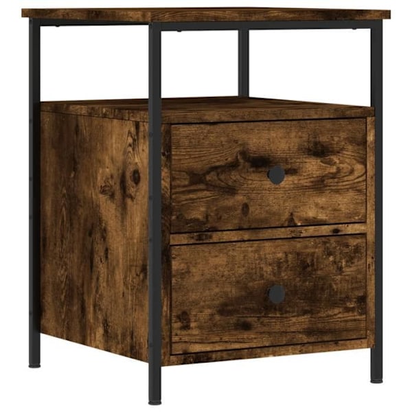 Natbord med to skuffer og hylde 44 x 45 x 60 cm ingeniøse træ brun og jern DEC033651 kastanj