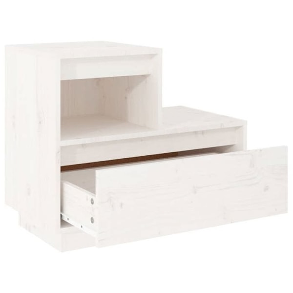 Yöpöytä vetolaatikolla ja avoimella osastolla 60 x 34 x 51 cm valkoista mäntyä DEC033424 Vit