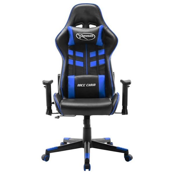 Kontorsstol gaming med hjul, armstöd i svart och blå PVC DEC025960 Blå