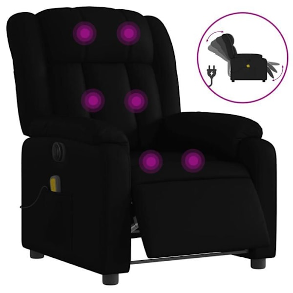 TV afslapningsstol med massagefunktion, elektrisk justerbar, 6 massagepunkter i sort PVC DEC027212 Svart