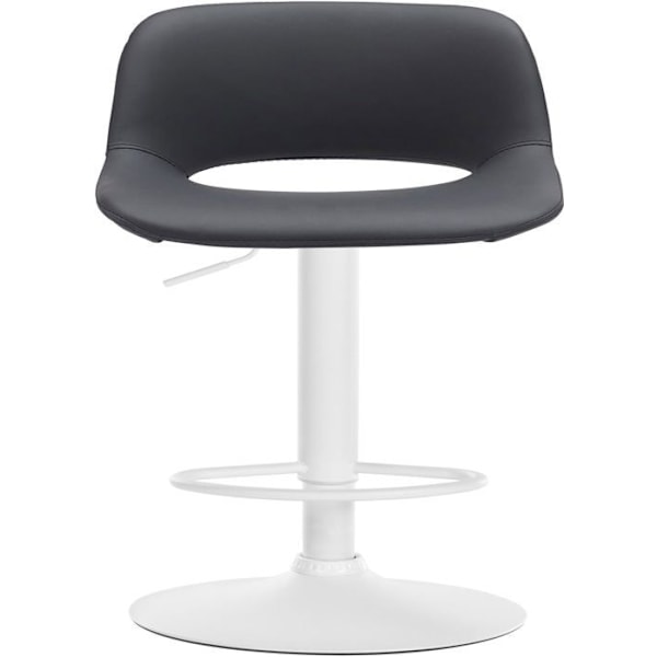Barstol høj x1 med fodstøtte i sort PVC, hvid metallisk fod 10_0004588 Vit