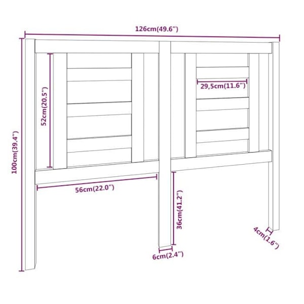 Hovedgærde - Ikke specificeret - 126 cm - Massivt træ - Beige - Moderne