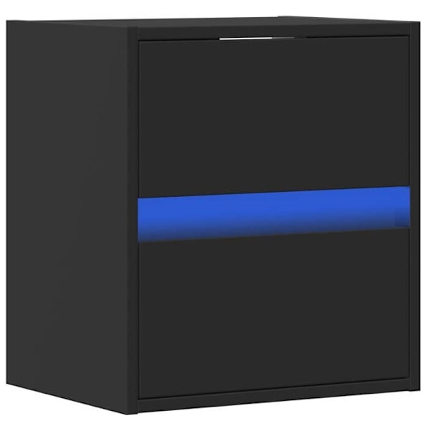 Sæt med 2 væghængte natborde med LED-lys 41 x 31 x 45 cm i sort ingeniørtræ DEC036166 kastanj