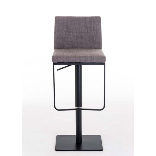 Barstool x1 med fotstöd, fyrkantig basplatta i svart metall, sits i grått tyg 10_0005306 Grå