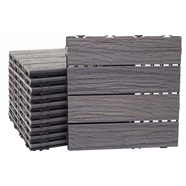 Terrassplattor - Décoshop26 - WPC 30x30cm - Träutseende - Väderbeständiga - 1m² kastanj