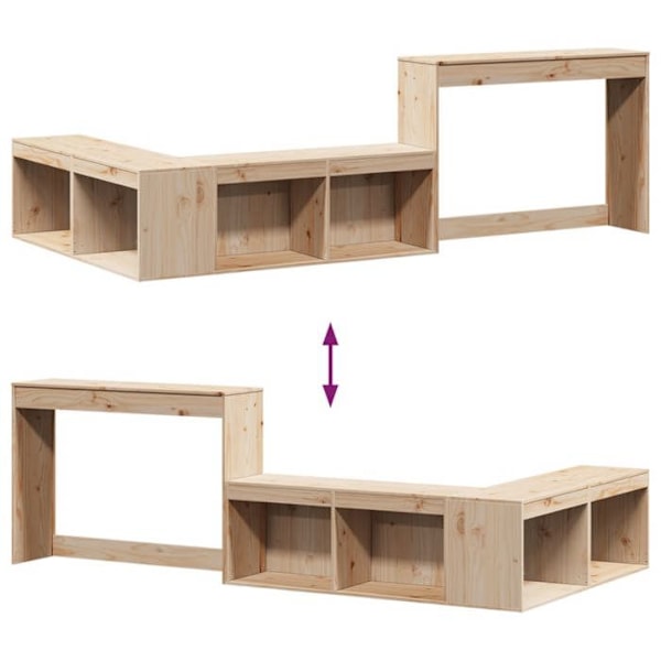 Nattbord med L-formet design skrivebord 222 x 107 x 75 cm fyrretræ i egetræ farve DEC033112 kastanj