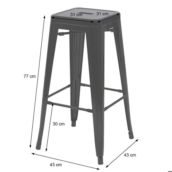 Set av 4 stapelbara barstolar i metall, grå, industriell design 04_0007581 Grå