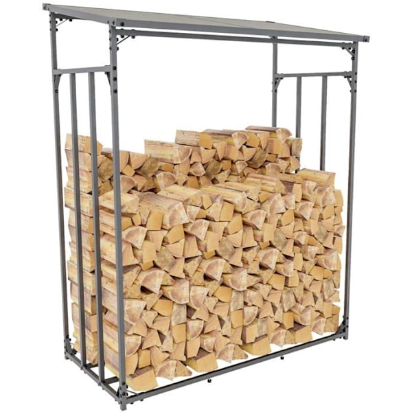 Range bûches hylde støtte til pejs i 165x130 cm i antracit galvaniseret stål 10_0003588 kastanj