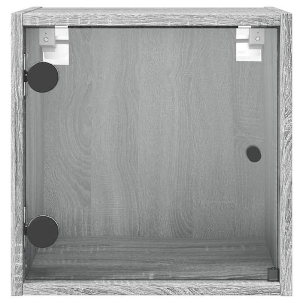 Nattduksbord med glasdörr 35 x 37 x 35 cm grå ingenjörsträ DEC033281 kastanj