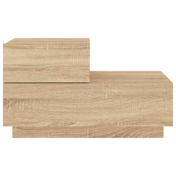 Natbord med LED-lys og skuffer 70 x 36 x 40,5 cm ingeniørtræ farve eg DEC033188 kastanj