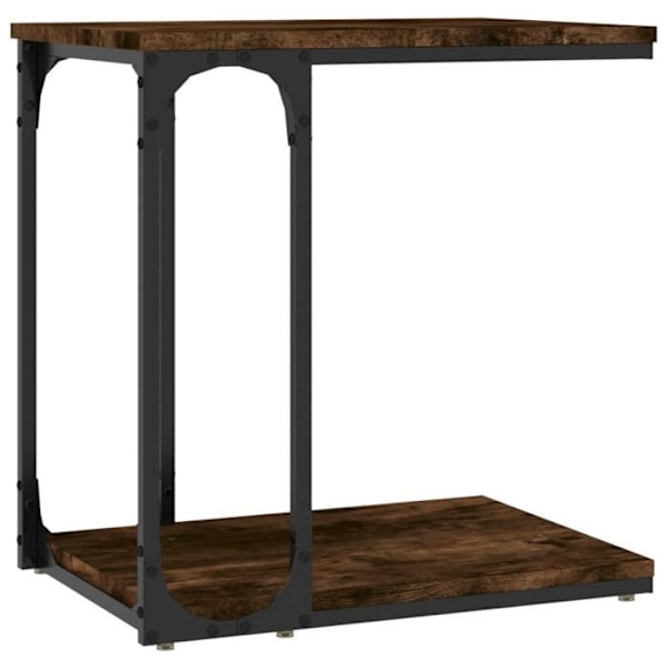 Bordtable i brun ingeniørtræ og stål, 50 x 35 x 52 cm, DEC032389 kastanj