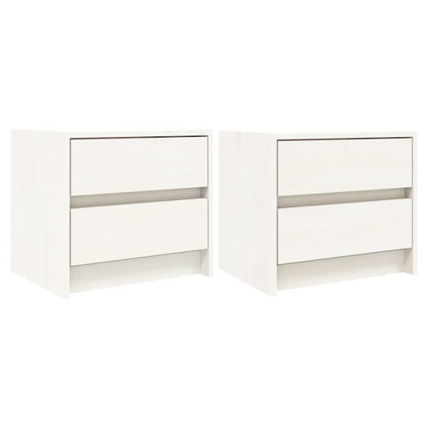 Sæt af 2 sengeborde med to skuffer 40 x 31 x 35,5 cm hvidt fyrretræ DEC034901 Vit