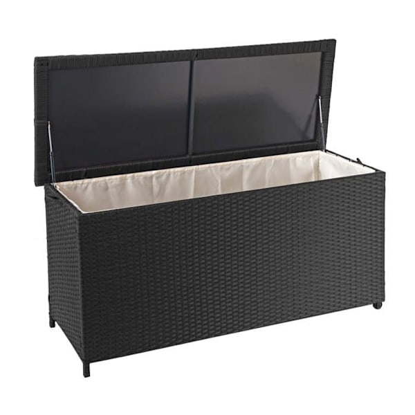 Opbevaringskiste til have i sort polyrotin 63x135x52cm 320l 04_0002575 Svart