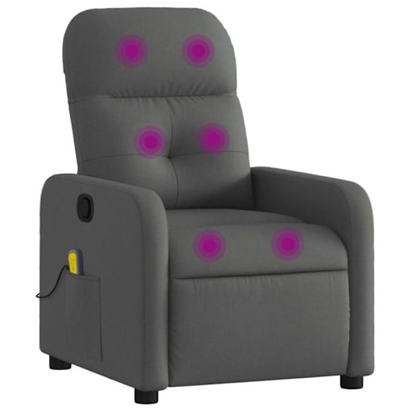 TV relaxationsstol med massagefunktion, justerbar, 6 massagepunkter, mørkegrå stof, stof DEC026963 Grå