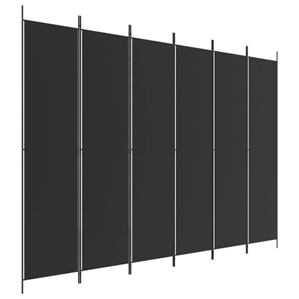Skärmvägg separator för rum 6 paneler 300 x 220 cm svart tyg och järn DEC031119 Svart