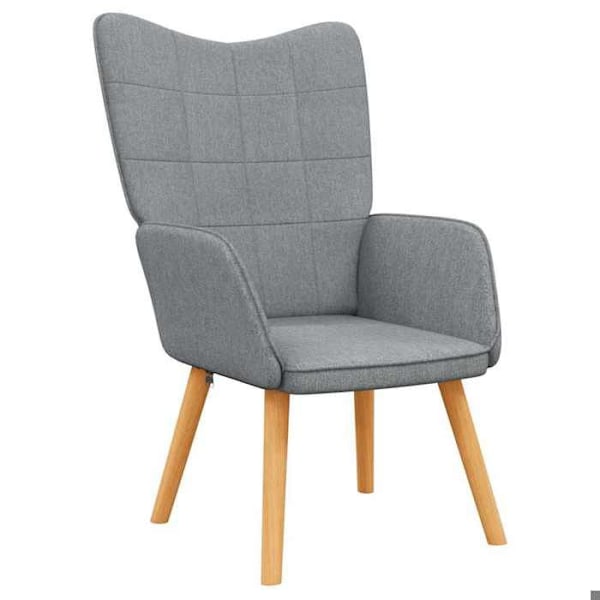 Moderne design lounge stol med fodskammel i lysegrå stof DEC026571 Grå
