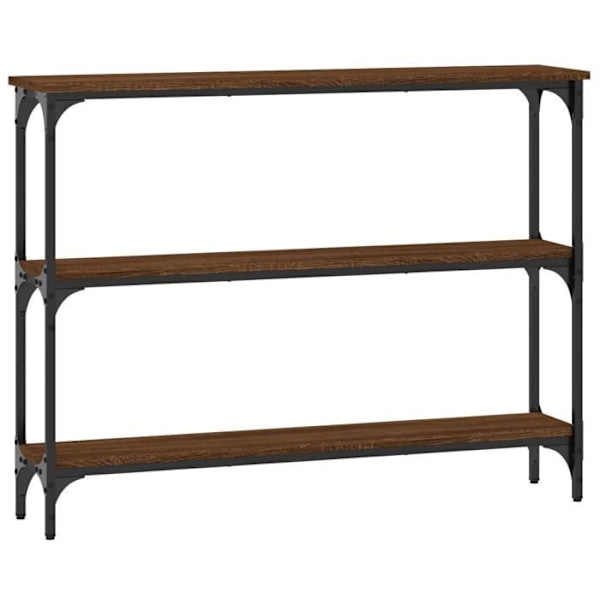 Consolepöytä hyllyillä, käytännöllinen järjestettyyn eteiseen, koko 100 x 22,5 x 75 cm, engineered wood ja metalli, DEC031826 kastanj