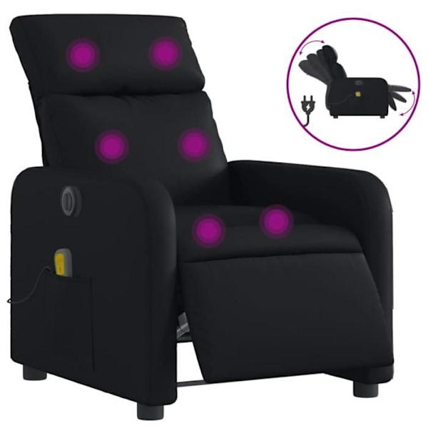 Afspændingsstol til TV med massagefunktion, elektrisk justerbar, 6 massagepunkter i sort PVC DEC027220 Svart