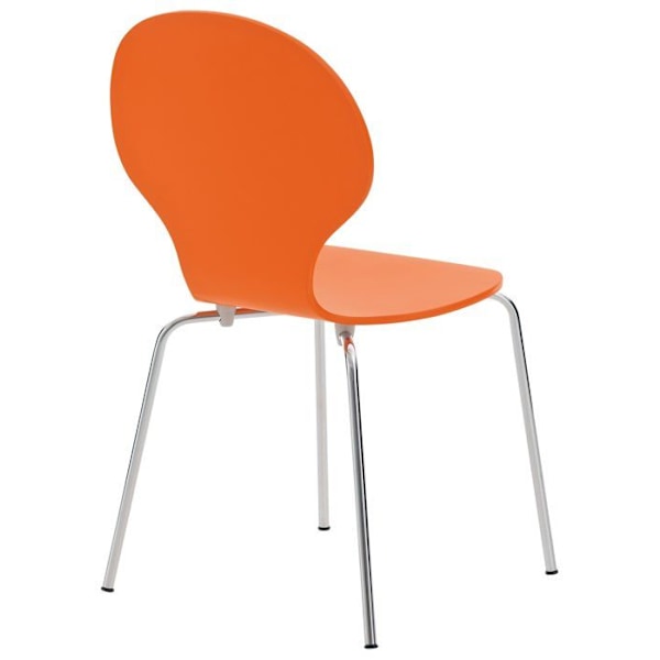 Kokitustuolit, 4 kpl, pinottavat, pyöreä selkänoja, oranssia puuta ja kromimetallia 10_0003178 kastanj
