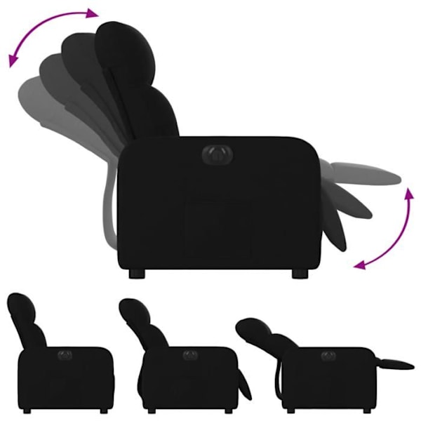 Fauteuil relax TV med elektrisk hældningsfunktion, meget komfortabel i sort stof DEC028488 Svart