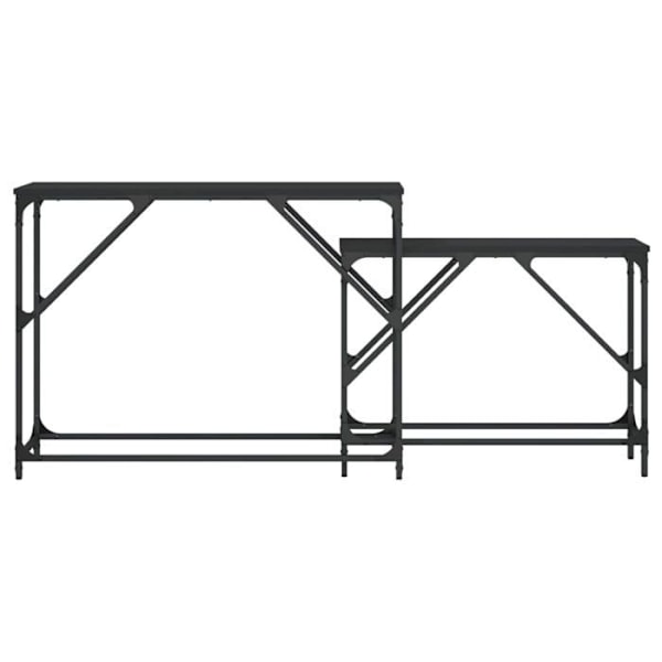 Sæt med 2 konsolborde i sort ingeniørtræ og metal DEC032604 kastanj