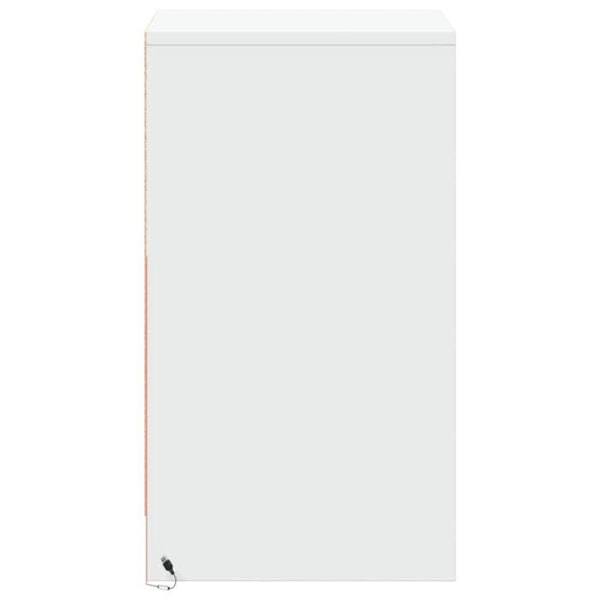 Sæt med 2 natborde med skuffe og LED 38 x 34 x 61 cm i hvidt ingeniørtræ DEC032869 Vit